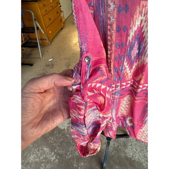 Como Vintage Womens Pink Aztec Boho Print Tunic Blouse XL Cottage Core Hippie - Picture 11 of 11